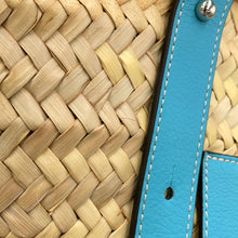 将图像加载到图库查看器中，LOEWE Basket bag Natural/Light Blue327.02.S92 Raffia Calf Leather Size Medium
