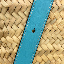 将图像加载到图库查看器中，LOEWE Basket bag Natural/Light Blue327.02.S92 Raffia Calf Leather Size Medium
