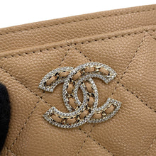 将图像加载到图库查看器中，CHANEL CC Logo Card Case BeigeAP2737 Caviar Leather/Rhinestone
