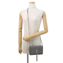 将图像加载到图库查看器中，SAINT LAURENT PARIS Kate Chain Wallet Gray452159 Croco embossed leather
