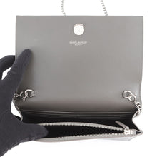 将图像加载到图库查看器中，SAINT LAURENT PARIS Kate Chain Wallet Gray452159 Croco embossed leather
