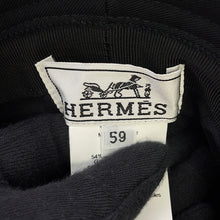 Load image into Gallery viewer, HERMES Hat Fred H Stripe Size 59 BlackH242069N Cotton100%
