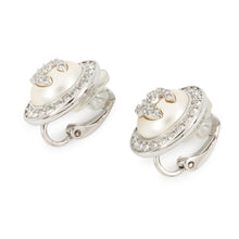 Load image into Gallery viewer, CHANEL CC Logo Rhinestone Earring Gold Plated Rhinestone Faux Pearl
