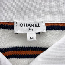 将图像加载到图库查看器中，CHANEL pullover polo shirt Size 40 White/Navy/BrownP81087 Cotton 87% Viscose 8% Polyamide 4% Polyurethane 1%

