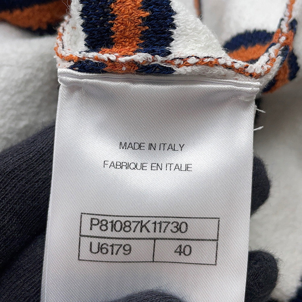 CHANEL pullover polo shirt Size 40 White/Navy/BrownP81087 Cotton