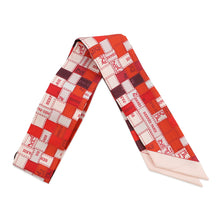 将图像加载到图库查看器中，HERMES Twilly Bolduk Rouge/Bordeaux/Creme Silk100%
