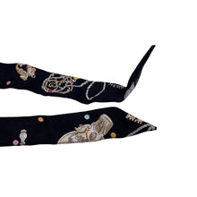 将图像加载到图库查看器中，HERMES Twilly Doll Les Cleats a Pois Black/BeigeRose/Multi Silk100%
