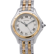 将图像加载到图库查看器中，CARTIER PANTHERE Cougar 2 Row SM W26mm Stainless Steel K18YG Silver DialW35005B6
