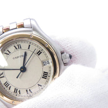 将图像加载到图库查看器中，CARTIER PANTHERE Cougar 2 Row SM W26mm Stainless Steel K18YG Silver DialW35005B6
