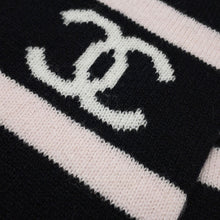 Load image into Gallery viewer, CHANEL CC Logo Large Scarf Black/White/Pink Cashmere100%
