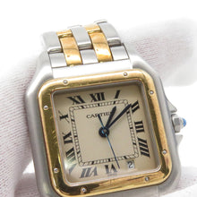 将图像加载到图库查看器中，CARTIER PANTHERE 2 Row MM W26.5mm × H26.8mm Stainless Steel K18YG Ivory DialW25028B6
