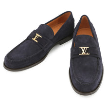 将图像加载到图库查看器中，LOUIS VUITTON loafers Navy suede Size 9
