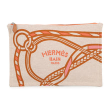 将图像加载到图库查看器中，HERMES Trace Marant flat pouch Tan/Orange/Rose Cotton100% Size GM
