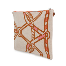 将图像加载到图库查看器中，HERMES Trace Marant flat pouch Tan/Orange/Rose Cotton100% Size GM
