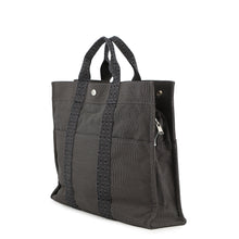 将图像加载到图库查看器中，HERMES Her Line Tote Gray Nylon Canvas Size MM
