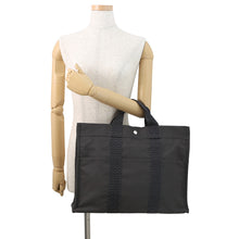 将图像加载到图库查看器中，HERMES Her Line Tote Gray Nylon Canvas Size MM
