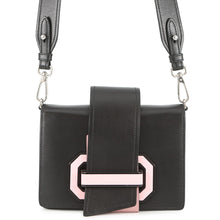 将图像加载到图库查看器中，PRADA City Plex Ribbon Shoulder Bag Black/Pink1BD067 Leather Plastic
