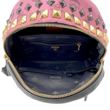 Load image into Gallery viewer, MCM Visetos Starkblock Studded Backpack Pink/BlackMMK5SVE52PK001 Leather Size Mini

