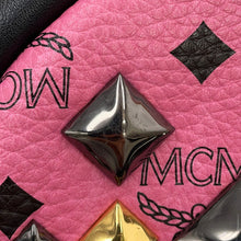 Load image into Gallery viewer, MCM Visetos Starkblock Studded Backpack Pink/BlackMMK5SVE52PK001 Leather Size Mini
