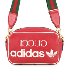 将图像加载到图库查看器中，GUCCI Adidas Logo Shoulder Bag Red/White702427 Leather
