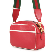 将图像加载到图库查看器中，GUCCI Adidas Logo Shoulder Bag Red/White702427 Leather
