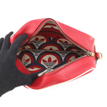 将图像加载到图库查看器中，GUCCI Adidas Logo Shoulder Bag Red/White702427 Leather
