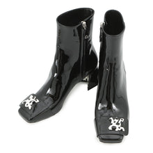 将图像加载到图库查看器中，LOUIS VUITTON LV x YK short boots Noir/White Patent Leather Plastic Infinity Dot Size 36
