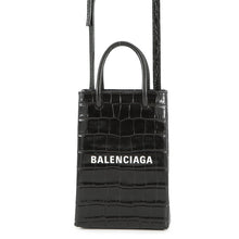 将图像加载到图库查看器中，BALENCIAGA Shopping phone holder Black593826 Leather
