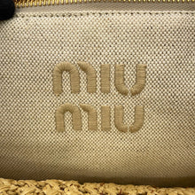 将图像加载到图库查看器中，MIUMIU Crochet Fabric Tote Natural/Cognac5BA283 Raffia Leather

