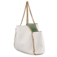 将图像加载到图库查看器中，Stella McCartney Falabella Large Reversible Tote Off-white/Light Green507185 Polyester
