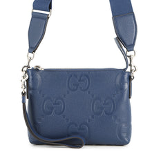 将图像加载到图库查看器中，GUCCI jumbo GG messenger bag Navy761747 Leather Size Small
