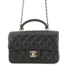 Load image into Gallery viewer, CHANEL Matelasse Top Handle Mini Flap Bag BlackAS2431 Lambskin Size 20
