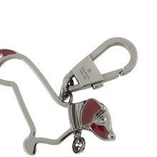 Load image into Gallery viewer, GUCCI Interlocking G Dog Key Chain Black/Red817294 Metal
