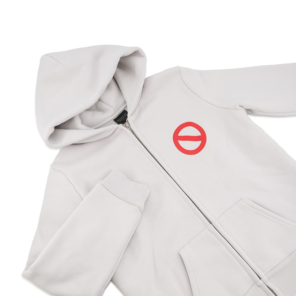 BALENCIAGA BFRND Small Zip-Up Hoodie Size L Light Gray788243