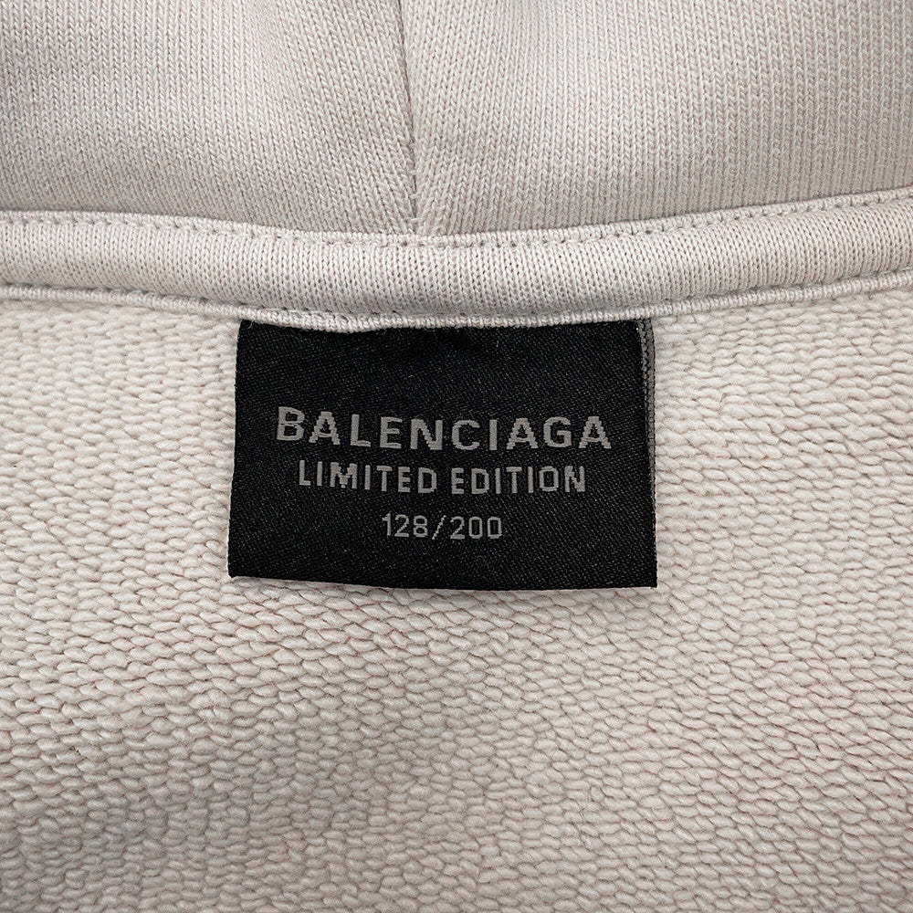 BALENCIAGA BFRND Small Zip-Up Hoodie Size L Light Gray788243