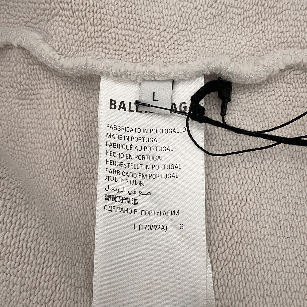 BALENCIAGA BFRND Small Zip-Up Hoodie Size L Light Gray788243