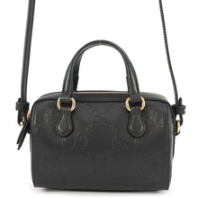 将图像加载到图库查看器中，GUCCI GG Super Mini 2WAY Handbag Black790130 Leather
