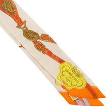 Load image into Gallery viewer, HERMES Twilly Brides de Gala Applique Pique Cream/Orange/Jaune Silk100%

