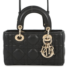 将图像加载到图库查看器中，Dior Lady D-Joy Cannage 3-way Bag BlackS0910ONGE Lambskin Size micro
