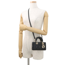 将图像加载到图库查看器中，Dior Lady D-Joy Cannage 3-way Bag BlackS0910ONGE Lambskin Size micro
