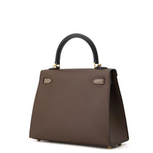 将图像加载到图库查看器中，HERMES Kelly Sellier tricolor Ecorce/Black/Etoupe Epsom Size 25
