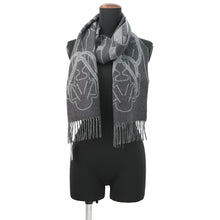 Load image into Gallery viewer, HERMES Scarf Tête à Tête Equestre Anthracite/Gris CineH393398T 04 Cashmere100%
