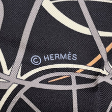 Load image into Gallery viewer, HERMES Carre Complication Equestre Size 90 Black/Abricot/White Silk100%
