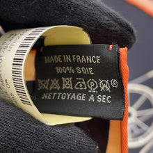 Load image into Gallery viewer, HERMES Carre Complication Equestre Size 90 Black/Abricot/White Silk100%
