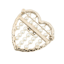将图像加载到图库查看器中，CHANEL Heart Brooch GoldABG046 Gold Plated Faux Pearl Rhinestone
