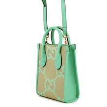 将图像加载到图库查看器中，GUCCI Jumbo GG 2-Way Handbag Beige/Light Green671623 Canvas Leather
