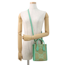 将图像加载到图库查看器中，GUCCI Jumbo GG 2-Way Handbag Beige/Light Green671623 Canvas Leather
