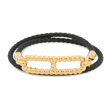 Load image into Gallery viewer, HERMES Luli Godronne Double Tour Bracelet Black Swift Leather
