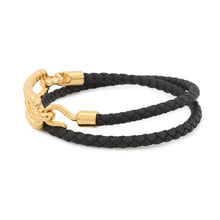 Load image into Gallery viewer, HERMES Luli Godronne Double Tour Bracelet Black Swift Leather
