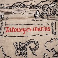 Load image into Gallery viewer, HERMES Carre Jean Marine Tattoo Bandana Sailor Tattoo Size 140 Rouge/Black/Natural Cashmere30% Silk30%
